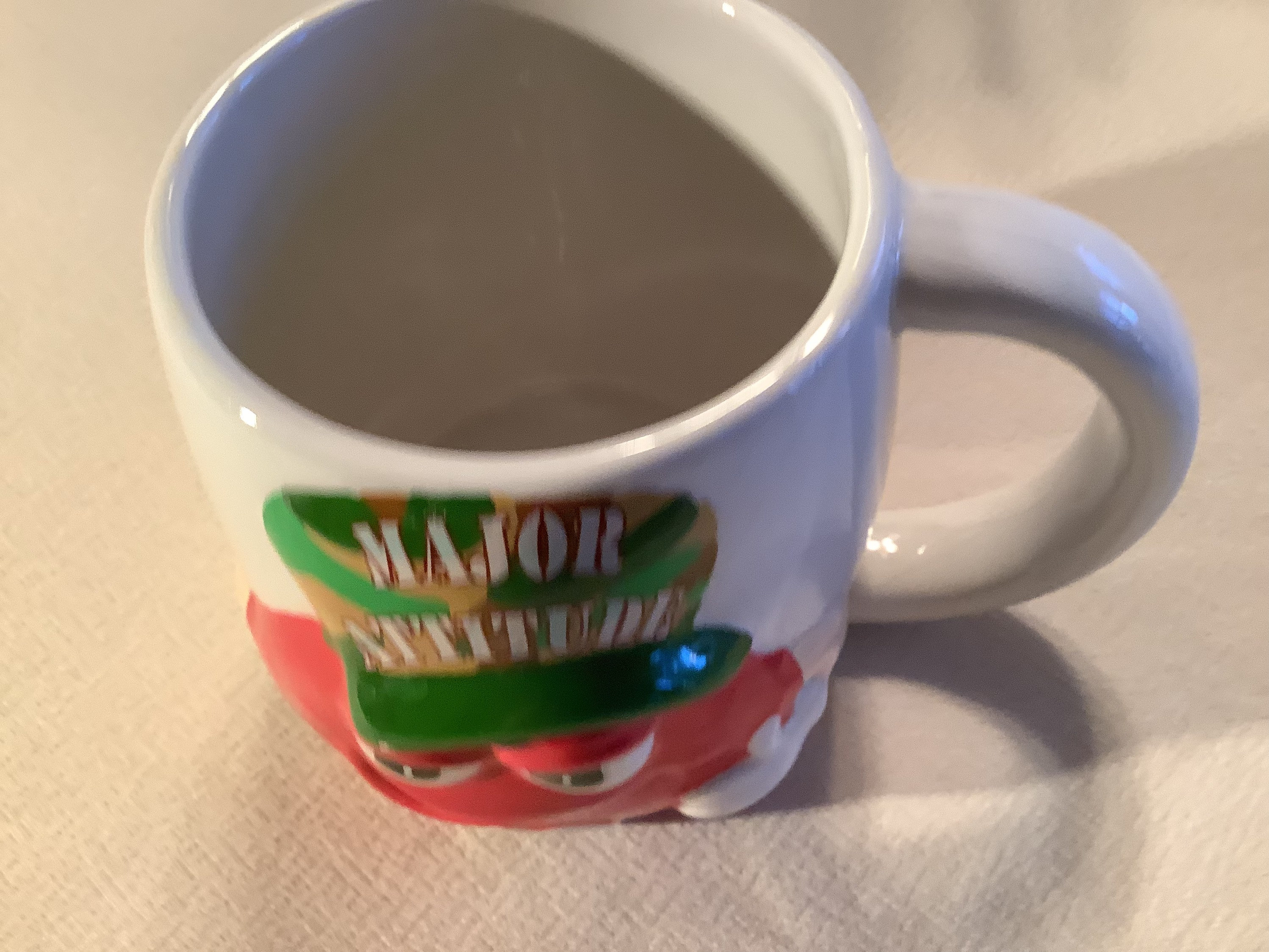 Vintage Galerie M&M ceramic Major Attitude coffee, hot chocolate