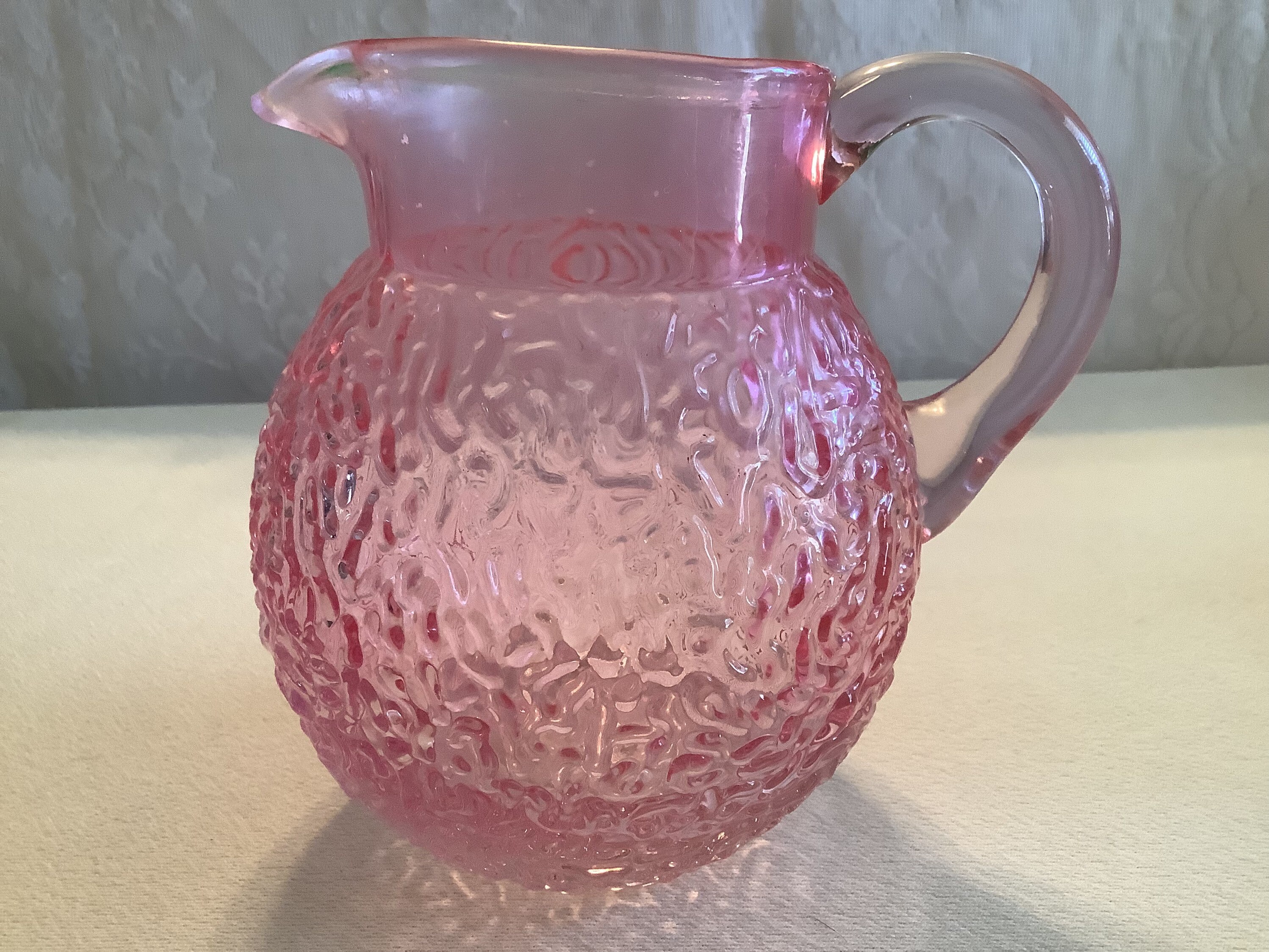 Vintage Pink Glass Pitcher, Small Glass Jug, Small Pink Pitcher, Clear  Handle, Milk Jug, Small Water /juice Jug, 16 Ounce 