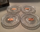Vintage Echt Bleikristall clear over 24 lead crystal glass coaster in a Starburst crisscross design. Set of 4 coasters. Discontinued. NIB