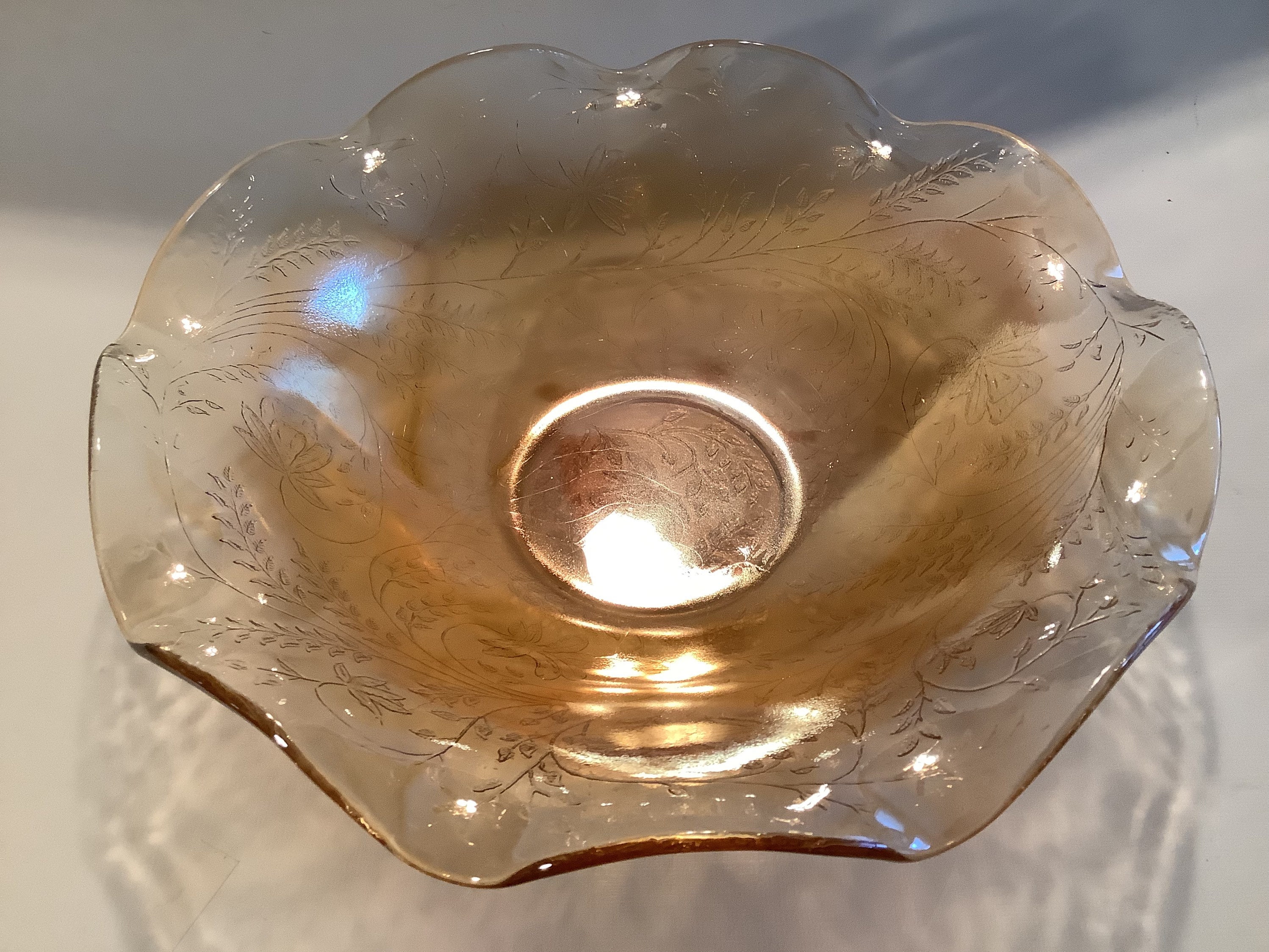 Vintage Jeannette Glass Floragold Louisa Pattern Carnival Glass