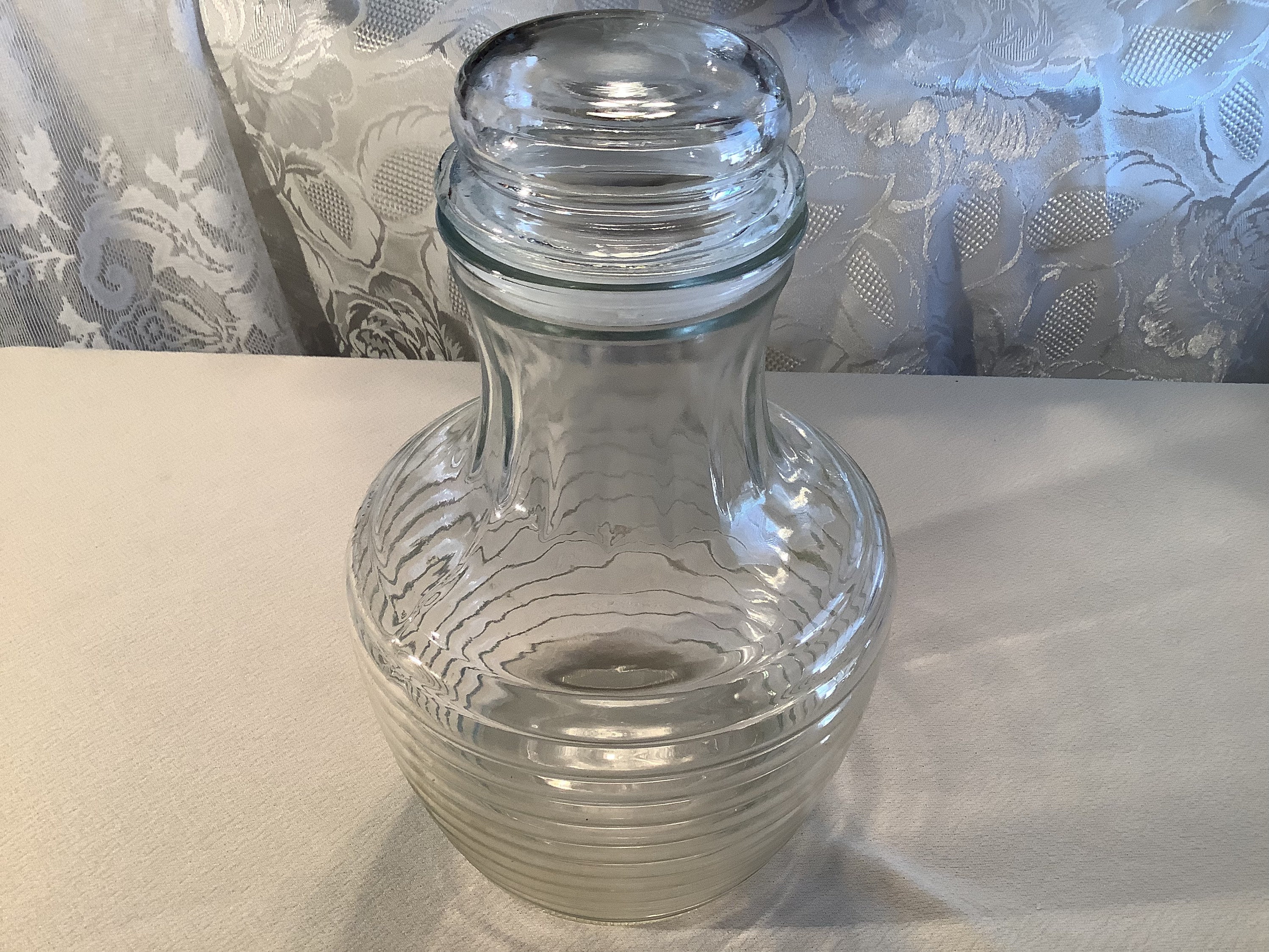 Vintage Hazel atlas glass juice Ribbed Carafe bottle Kitchen Aids