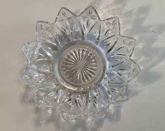 Vintage Federal Glass Co clear glass flower petal Star shaped candy or nut dish