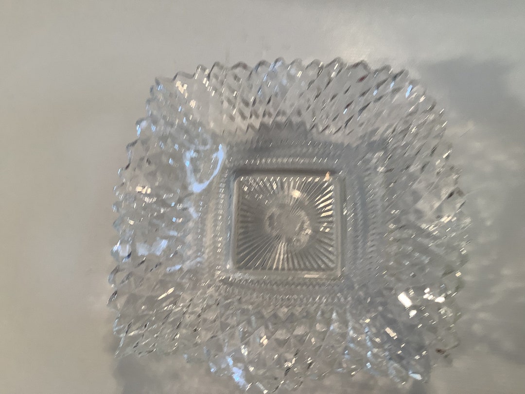 Vintage Indiana Glass Diamond Point Clear Pattern Clear Glass Candy or ...