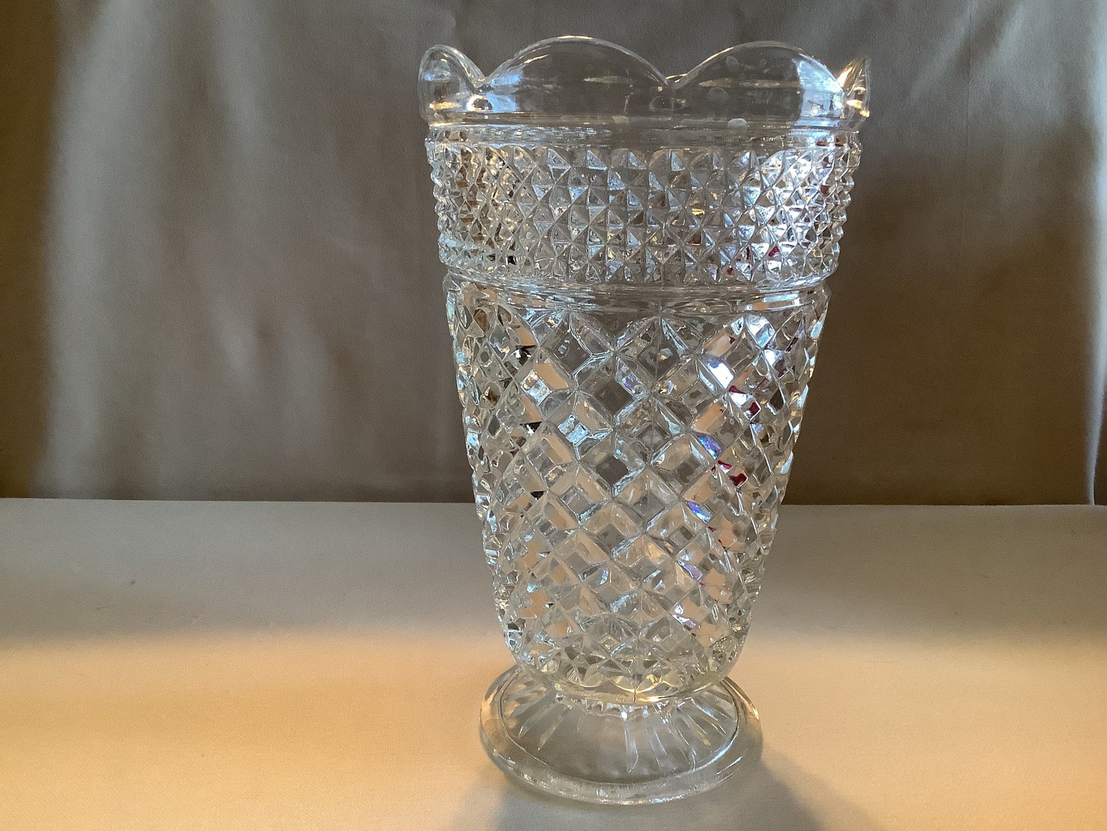 Vintage Anchor Hocking Wexford Pattern Clear Glass Flower Vase Etsy