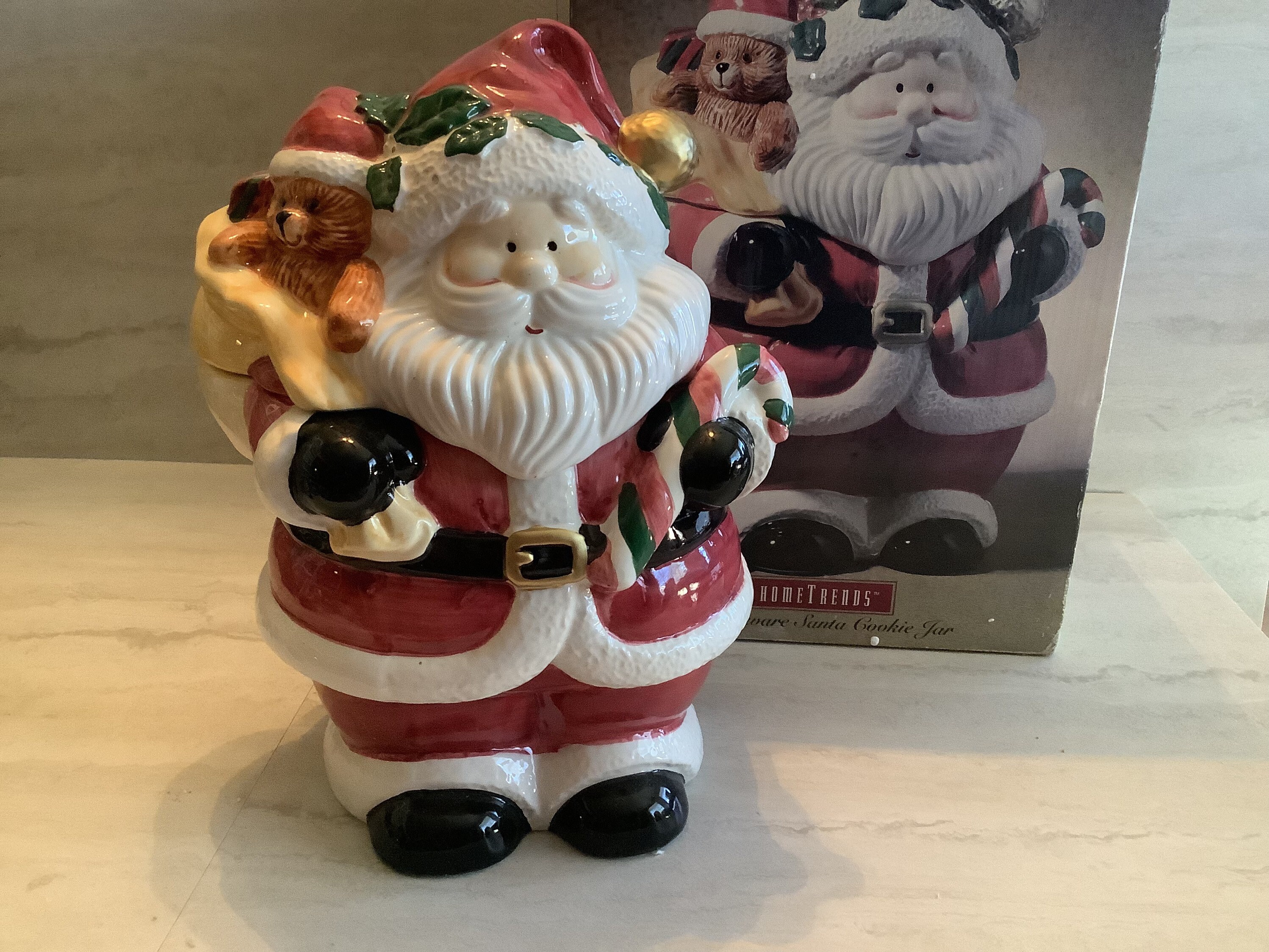 OSALADI Christmas Cookie Jars Santa Claus Candy Jar Glass Food Storage  Canisters Xmas Treat Container Tea Can with Lid for Kitchen Counter Holiday