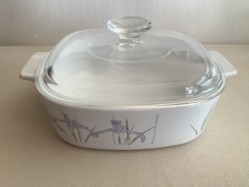Vintage Corning Ware Iris Shadow Pattern 2 Quart Square Etsy