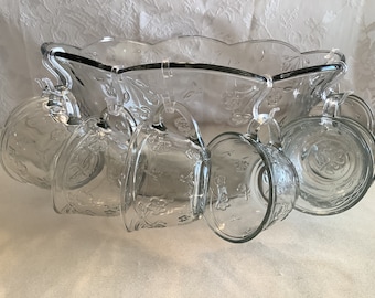 Vintage Anchor Hocking Savannah Clear Pattern Clear Glass 17 Piece