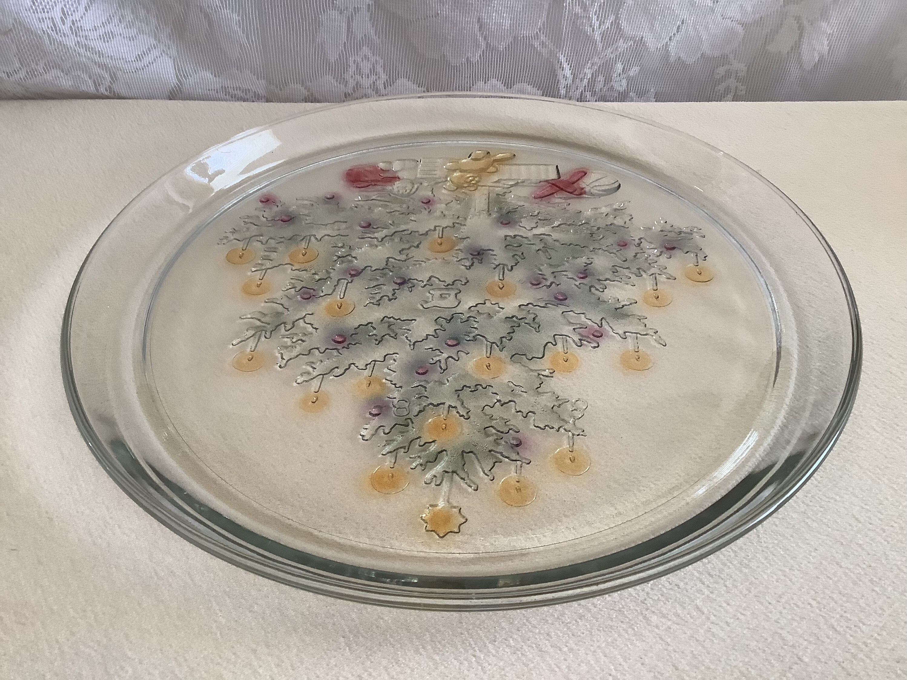 Vintage Indiana Glass Christmas Tree Pattern Clear Green Etsy