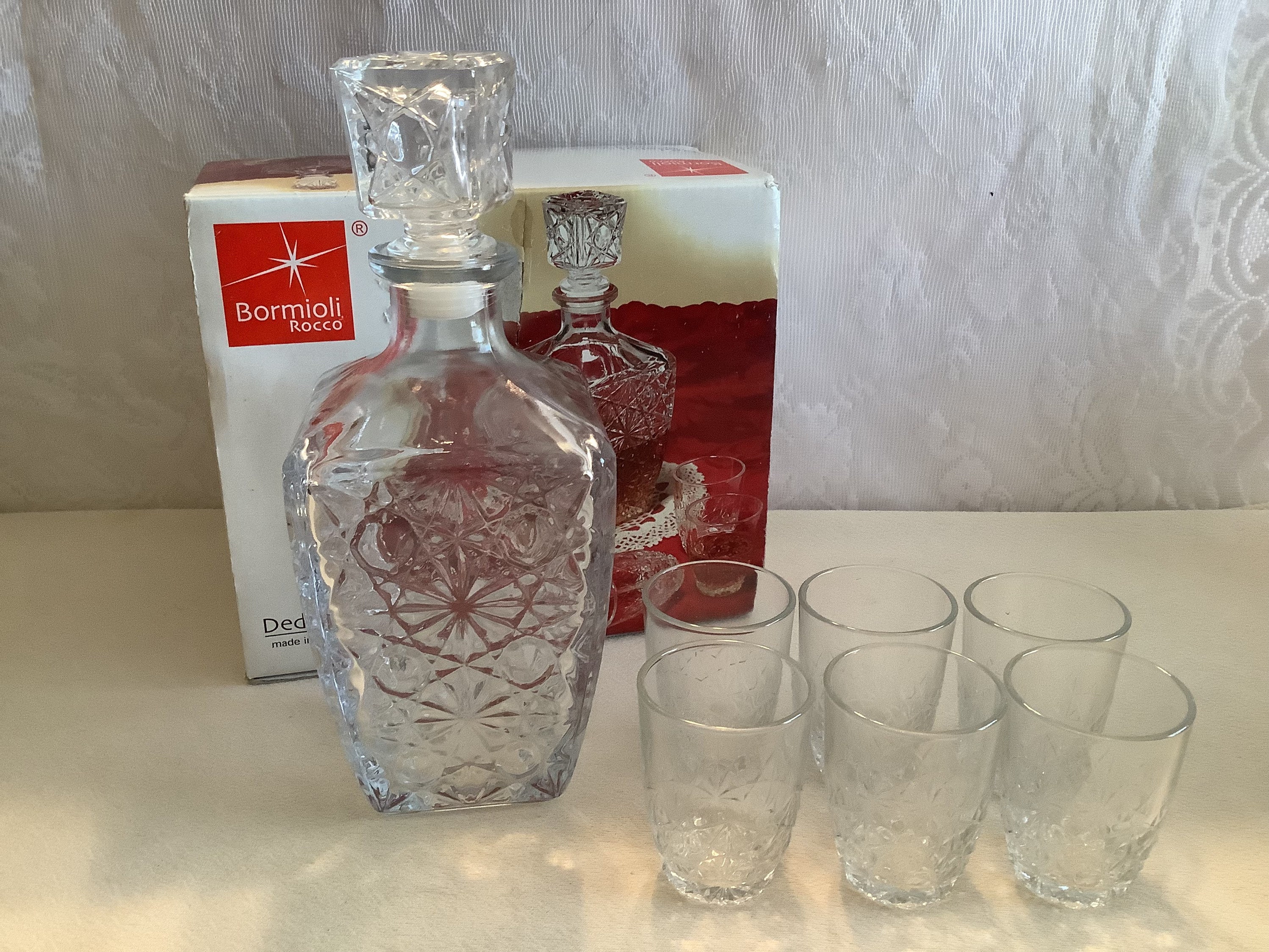 Vintage Bormioli Rocco Dedalo Pattern Clear Glass Liquor Set. - Etsy Norway
