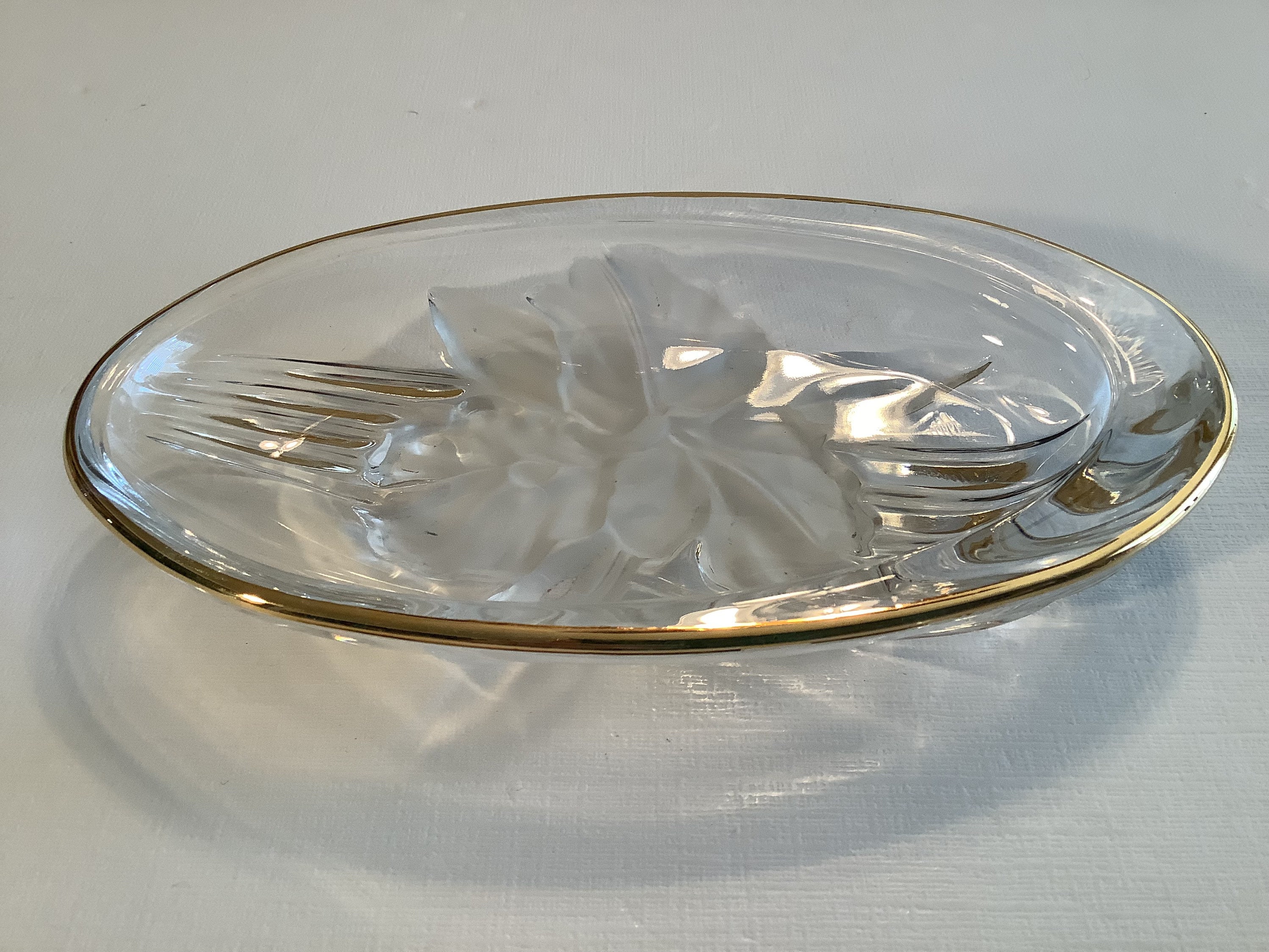 Collectible Glass Clear Candy Dish Oval Trinket Dish, Vintage Crystal
