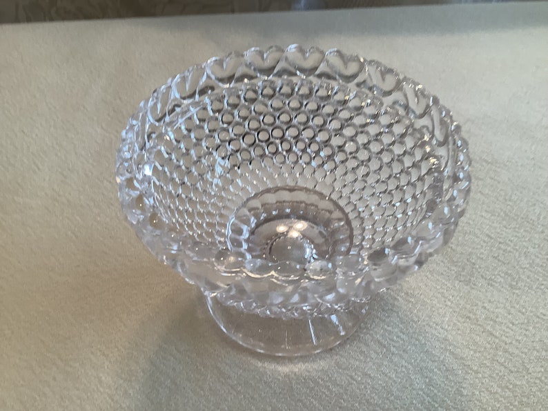 Vintage Clear Glass Hobnail Pattern Pedestal Candy/nut Dish Etsy