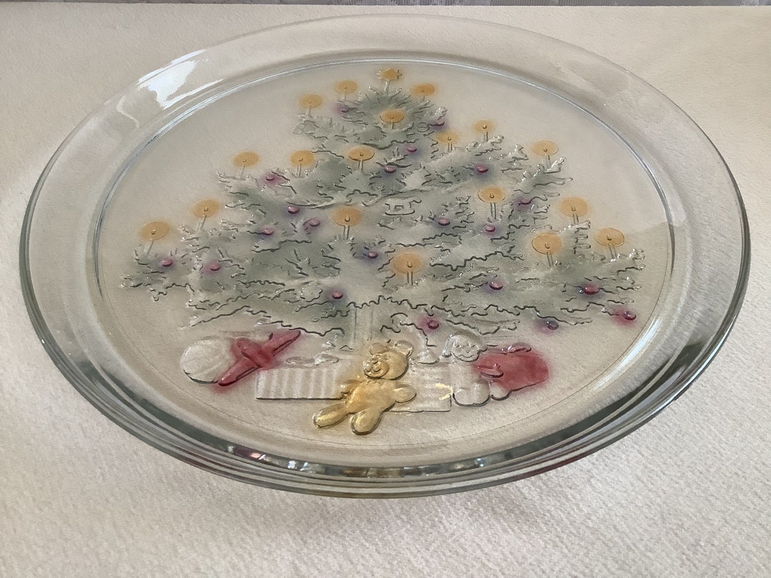 Vintage Indiana Glass Christmas Tree Pattern Clear Green Etsy