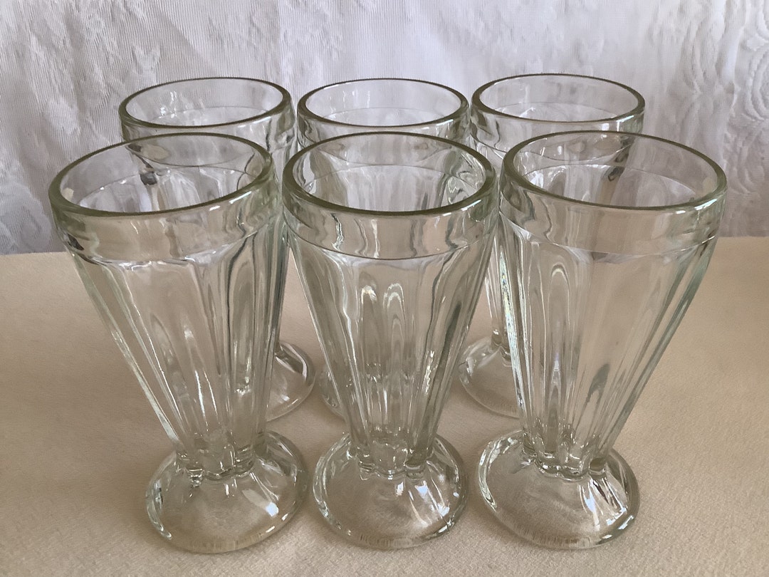 Vintage Clear Glass Footed Soda Fountain, Ice Cream Sundae, Milkshake