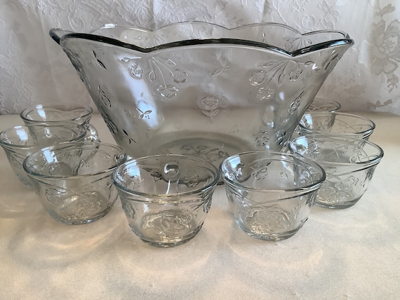 Vintage Anchor Hocking Savannah Clear Pattern Clear Glass 17 Piece