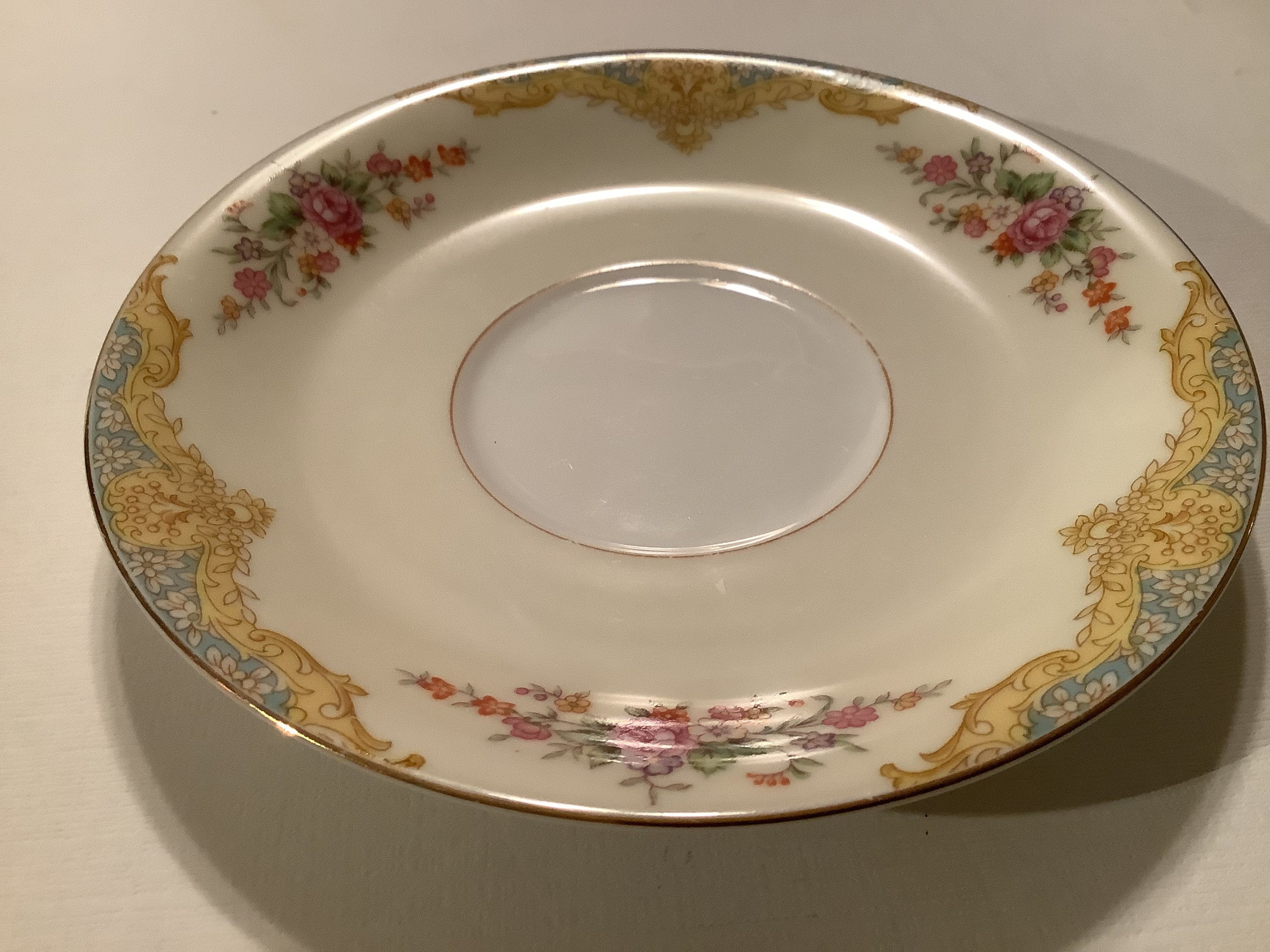 Vintage Noritake China Mystery #207b Pattern Saucer. Blue and