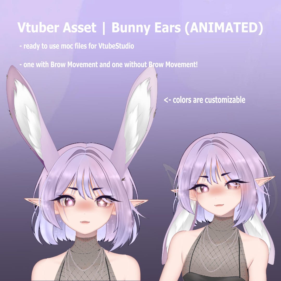 Vtuber Rabbit Butler Animated Bunny Ears | Vtuber Asset - Etsy UK