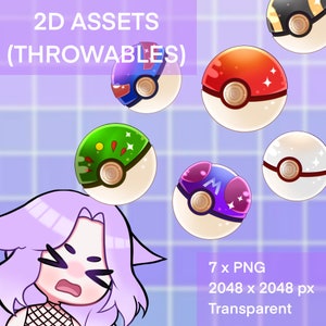 May include: Seven different coloured Poke Balls with white backgrounds and sparkling details. The Poke Balls are 2048 x 2048 pixels and are transparent PNG files.
