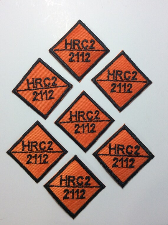 7 HRC2 2112 FR Patch Replacement Tags Fire Resistant Retardant FRC Orange  Black 