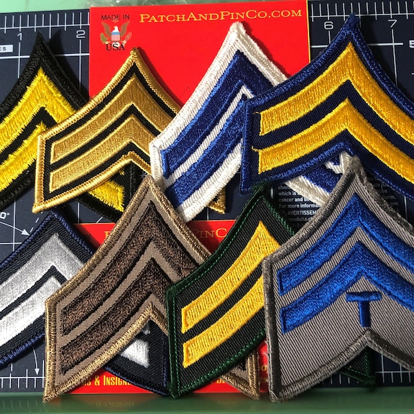 Corporal stripes embroidered patch choice of colors