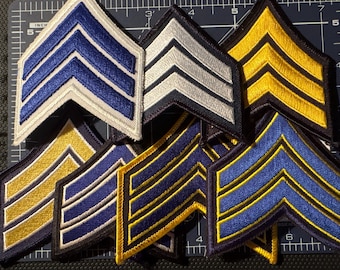 Sergeant stripes embroidered patch choice of color