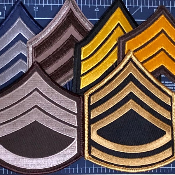 Sergeant stripes embroidered patch choice of color