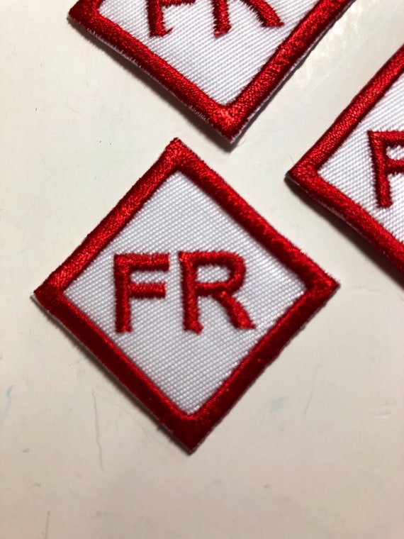 5 FR Patches Tags 1.75 Fire Resistant Retardant FRC White Iron on Patch 