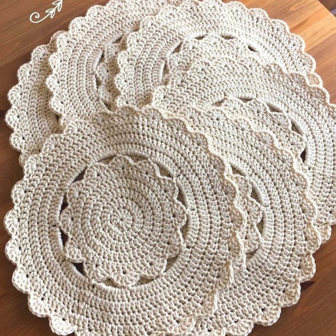 Crochet Placemats, Knitting Placemats, Cotton Placemat Macrame, Table