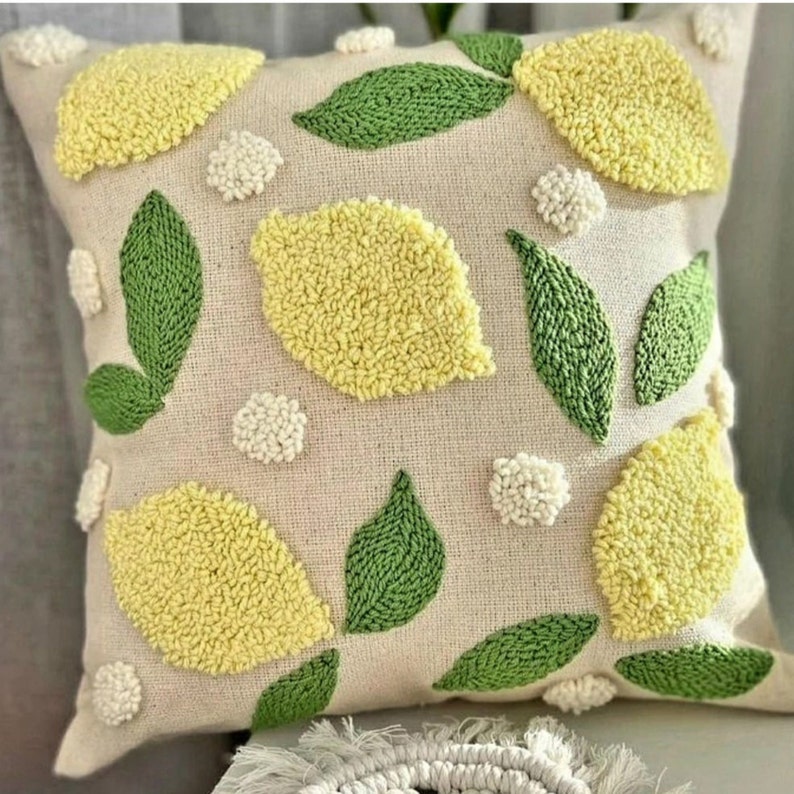 Punch Needle Pillow, Punch Needle Pillow Cover, Handmade Pillow Cover