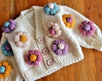 Crochet Baby Cardigan, Baby Cardigan, Crochet Cardigan, Cardigan Crochet, Hand Knit Baby Cardigan, Knit Baby Cardigan, Flower Baby Cardigan