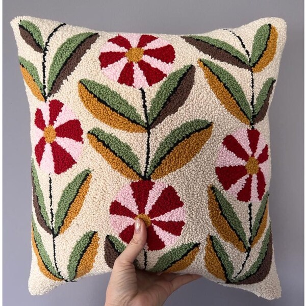 Needle Punch Pillow Etsy