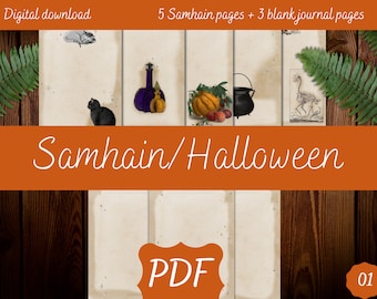 Samhain Halloween 01 - Digital Download PDF A4 for Grimoire Book of Shadows Garden Journal  RPG Diary Notebook Pages