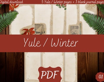 Yule/Winter 01 - Digital Download PDF A4 for Grimoire Book of Shadows Garden Journal RPG Diary Notebook Pages