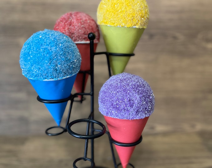 Colored Faux Snow Cones in a Paper Snow Cone Cup,