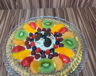 Faux Fruit Tart, Loaded with Fruits and Berries, Bakery Display, Photo Prop, Faux Sweets, Fake Dessert.