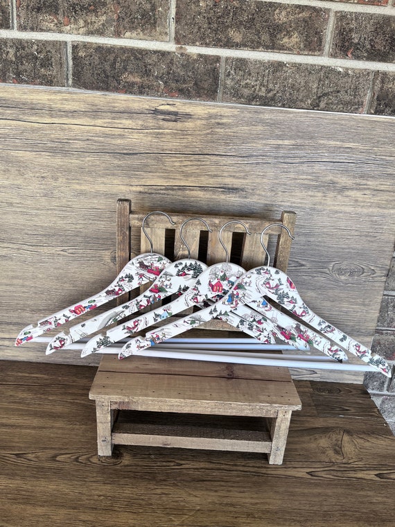 Decorative Winter Clothes Hangers Wood Hangers Mod Podge Decor Holiday Designs Winter Scenery Coat Hangers Christmas Gift For. Etsy