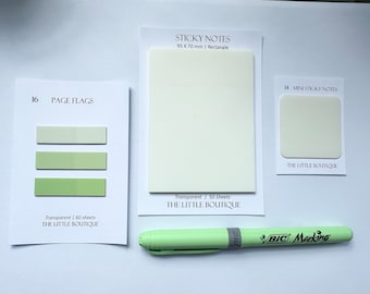 Annotation Sets - Sticky Highlighter Page flags/tabs,  Transparent planner/journal tabs, Jotter Pad, Bic Highlighter, Organiser zip case
