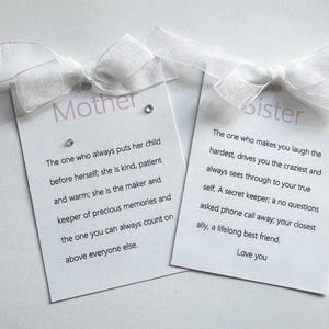 Mini tarjeta de recuerdo con cita o definición para hermana o madre con cinta, regalo para hermana o madre, regalo especial, regalo personalizado, regalo de cumpleaños o Navidad