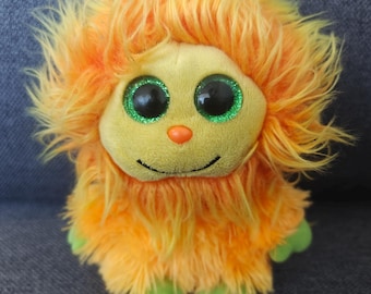Rare Ty Frizzys TANG Orange Monster Plush — Collectible Beanie Boo with Sparkle Eyes — Unique Gift for Kids, Girlfriend or Monster Lovers