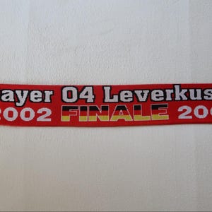 Vintage Bayer 04 Leverkusen Football Scarf, 2002 DFB-Pokal Final, Berlin Match Memorabilia, Rare Collector’s Item for True Fans. Size 137×15