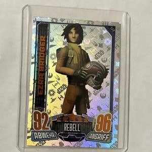 Ezra Bridger. Star Wars. Topps force attax trading card. # 172. Serie 3. Rebellion. Rebel. Collectible Item. Limited Edition. Refractor card
