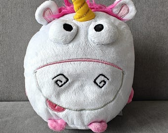 Peluche licorne duveteuse, Moi, moche et méchant — Jouet rond de 20 cm sous licence Les Minions, Jakala, peluche douce de style boule, licorne d'Agnès, peluche de collection
