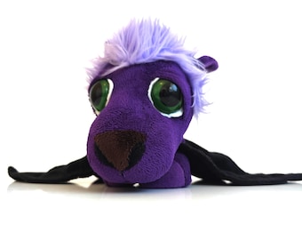 Peluche di Edward Bat – Russ Berrie Li’l Peepers, pipistrello vintage imbottito di palline da 20-25 cm, con grandi occhi verdi, da collezione