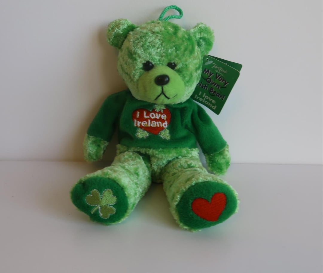 ILove Ireland テディベア - グリーンシャムロックのぬいぐるみ