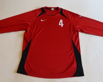 Football jersey #4. Long sleeves, red and black, crew neck. Size L. An original football jersey. A gift for a football coach. Plater's tee