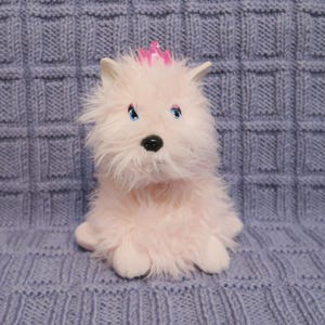 Westie Puppy Plush Toy – Soft and Musical Gift, 17 cm / 7&quot; Pink Dog, Cute & Snuggly Plushie for Kids and Friends. West Highland Terrier.