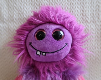 Ty Frizzys Lola Plush – Purple Monster Plush Toy – Beanie Boo Style – Glitter Eyes – 18 cm Collectible