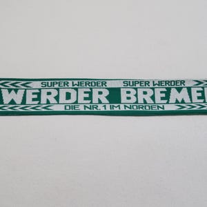 Bufanda de fútbol vintage del Werder Bremen. Súper Werder. Die NR 1 in Norden. Bundesliga. Doble cara, tamaño 143×15 cm. Regalos deportivos para él.