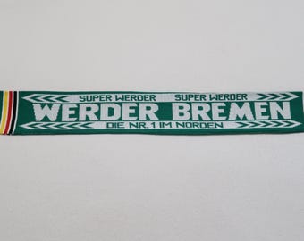 Werder Bremen Scarf — Super Werder Die Nr.1 Im Norden — Green White Fan Scarf 143 cm — Pre-owned Bundesliga Gift for Soccer Coach