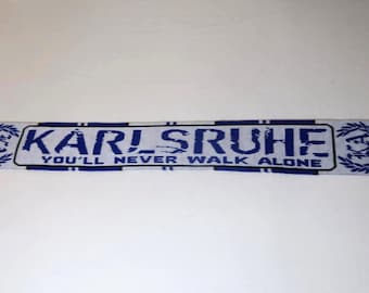 You'll Never Walk Alone KSC Scarf – Karlsruher SC Blue White Fanwear, Auf Stuttgart Rivalry, 145 cm, Vintage Bundesliga 2 Gift