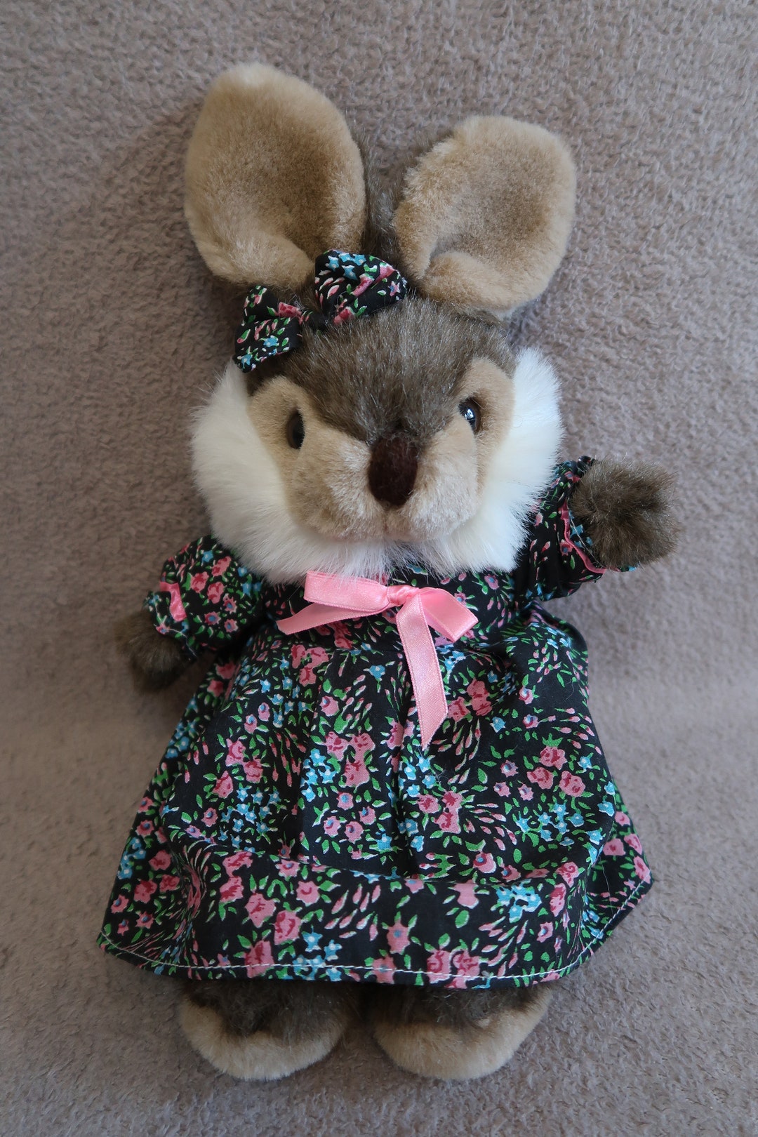 Charming White Bunny Plush with Yellow Dress & Bow